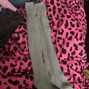 Blue Thigh High Dolls Kill Knit Socks Heart Design